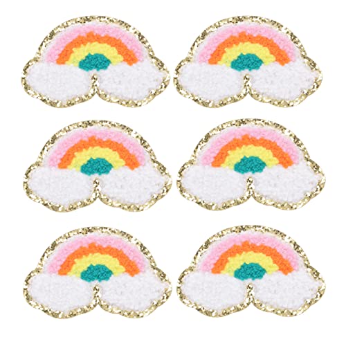 6 Stück Regenbogen Patch Aufnäher Applikation Zum Aufbügeln Bügelbild, Aufnäher Zum Aufbügeln, Niedliche Chenille-Stickerei-Aufnäher, Stickbilder Für Kinder Für Kleidung Rucksäcke Jacken Jeans Patches von HERCHR