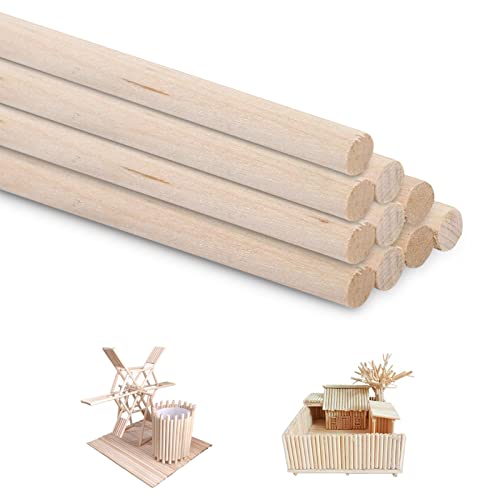 10pcs Holzstäbe Zum Basteln, Holzstäbchen Zum Basteln, Länge 30 Cm Holzstab, Holzstäbchen Rund, Zum Basteln, Holz Stäbe,Tortenstützen Holz Stange, Langes Rundstab Holz Für Holzarbeiten, Dekorationen von HERCHR