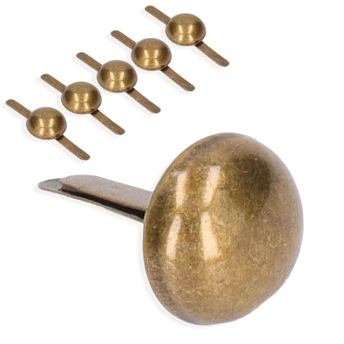 HERCHR 12 Mm Antik-Bronze-Ledernieten Für Die DIY-Herstellung von Geldbörsen, 200 Stück, 2 Zinken, Runder Kopf, Metall-Nagelkopf-Nieten, Eisen-Taschenfüße, Nieten Für Kleidung, Taschen, Lederschuhe von HERCHR