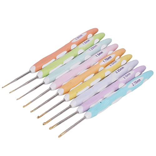 HERCHR 9-teiliges Häkelnadel-Set, Ergonomisches Stricknadel-Set aus Aluminium, Ergonomische Weiche Griffe, Tragbare Ergonomische Häkelnadeln Zum Stricken von Bastelgarn von HERCHR