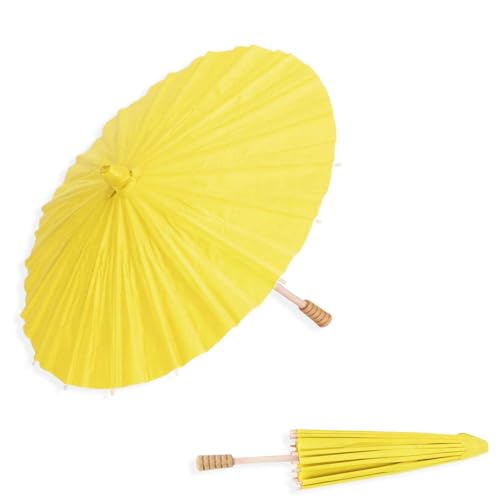 HERCHR Papier Sonnenschirm Regenschirm, Mini Regenschirme für Dekorationen, Bunte Papier Regenschirm für Kinder DIY Malerei Handwerk, Party Dekor(Yellow) von HERCHR