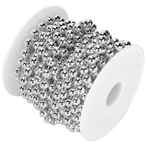 Schnur Perlen Spule Seil für Kunsthandwerk, 10 Meter/Rolle 8mm Kunststoff Perle Kette Girlande Schnur Hochzeit Weihnachtsfeier DIY Dekoration(Silber) von HERCHR