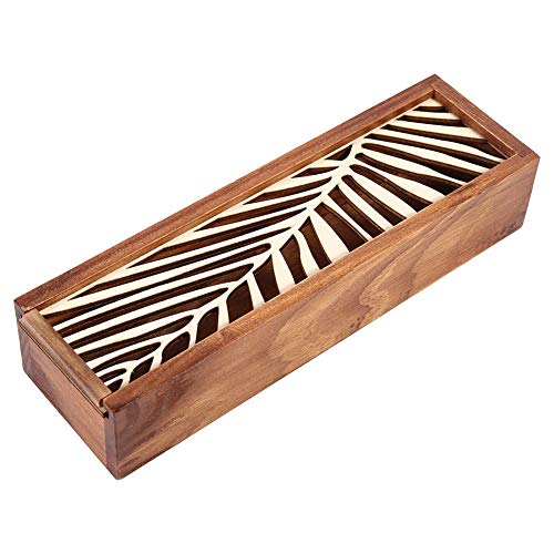 Holz Bleistift Fall Box, Aufbewahrungsbox Für Schreibtisch Und Schublade Hollow Pen Halter Schreibtisch Veranstalter, Rechteckige Schubladenbox Aus Holz, Hollow Pen Halter 19,5X5,6X4cm(Blatttyp) von HERCHR