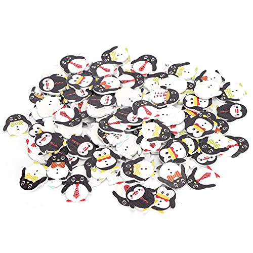 Holzknöpfe Totenkopf Pinguin Form Knöpfe 200 Stück Nähen Knöpfe 15mm Farbige Knöpfe für DIY Kleidungsdekor von HERCHR