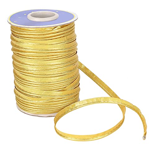 Schrägband Gold Einfassband, Baumwollband, Rand Nähen Band Bias Einfügen Piping Cord Seil Für DIY Patchwork Kleidungsstück Nähen Herstellung Und Trimmen Heimtextilien, 10mm X 64m von HERCHR