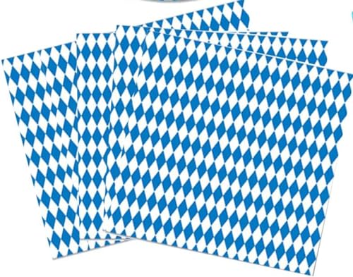 Oktoberfest Party Dekorationen 100Pcs Bayerische Flagge Servietten Weiß und Blau Servietten für Oktoberfest Thema Bayerische Party Bevorzugungen von HEREER