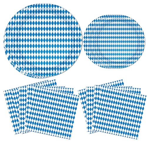 Oktoberfest Party Dekorationen Set Oktoberfest Geschirr Bayerische Flagge Papierplatten Servietten Oktoberfest Thema bayerische Party Gefälligkeiten (16 Gast) von HEREER