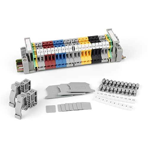 Reihenklemmen Hutschiene, Her Kindness DIN-Schienenanschlussblock Kit, UK-2.5B Durchgangsklemme Hutschienen Klemmen Geeignet für Automatisierungsprojekte, Garage, DIY-Projekte von HERKINDNESS