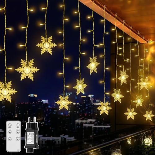 360 LED 9m Lichterkette Schneeflocken RGB, Lichtervorhang Weihnachten Innen 10 Modi und Timer Weihnachtsbeleuchtung Außen IP44 Weihnachtsdeko für Fenster,Hochzeit,Balkon von HERLLD