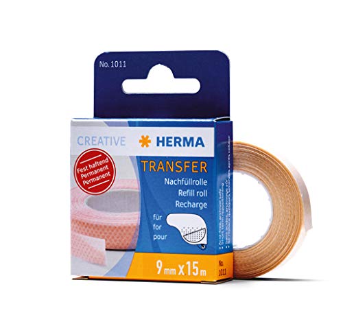 HERMA 1011 Kleberoller Nachfüllkassette doppelseitig permanent, 15 m, selbstklebende Klebeband Nachfüllrolle für Klebebandroller, Refill für Fotos, Basteln, Schule & Büro von HERMA