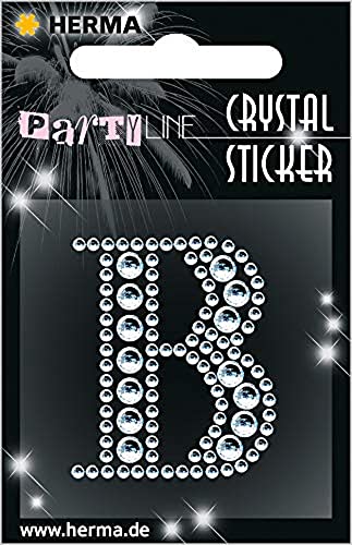 HERMA 15331 Crystal Sticker "Buchstabe B", selbstklebende Strasssteine zur Deko und zum Basteln für Kinder, Schmucksteine zum Aufkleben in silber von HERMA