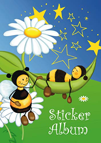 HERMA 15420 Stickeralbum leer zum Sammeln A5 Bienen Wiese, beschichtetes Stickerbuch aus Silikonpapier zum Ablösen und Wiederverwenden der Sticker, blanko Sammelalbum für Mädchen Jungen Kinder von HERMA