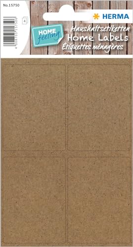 HERMA 15750 Vielzweck-Etiketten aus Graspapier, 4 Blatt, 40 x 55 mm, 4 Stück pro Bogen, 16 Aufkleber, selbstklebend, Haushaltsetiketten zum Beschriften, Klebeetiketten aus Silphie-Papier, natur-braun von HERMA