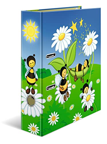 HERMA Ordner A4 Bienen, 7 cm breit, Ringordner mit Kindergarten Motiv, bunter Aktenordner mit Innendruck für Jungen, Mädchen und Kinder von HERMA