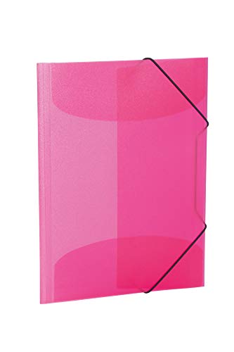 HERMA Sammelmappen A4 Pink Rosa Transluzent Set, 3 Stück, Eckspanner-Mappen aus Kunststoff mit Gummizug und Innenklappen für Kinder, Jungen und Mädchen von HERMA