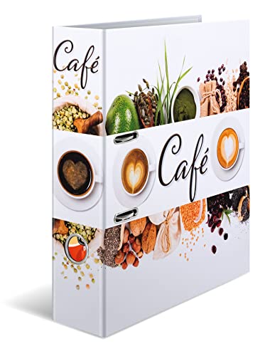 HERMA Ordner A4 Kaffee Set, 5 Stück, 7 cm breit, Rezeptordner zum Selberschreiben und Abheften, Küchen Motiv Rezeptbuch mit glänzender Veredelung und Innendruck für Kochrezepte von HERMA