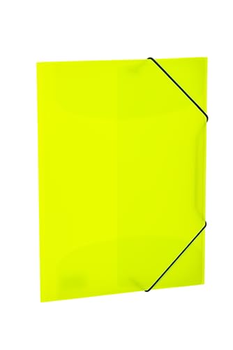 HERMA Sammelmappen A4 Neon Gelb Transluzent Set, 3 Stück, Eckspanner-Mappen aus Kunststoff mit Gummizug und Innenklappen für Kinder, Jungen und Mädchen von HERMA