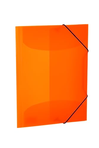 HERMA Sammelmappen A4 Neon Orange Transluzent Set, 3 Stück, Eckspanner-Mappen aus Kunststoff mit Gummizug und Innenklappen für Kinder, Jungen und Mädchen von HERMA