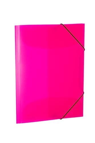 HERMA Sammelmappen A4 Neon Pink Rosa Transluzent Set, 3 Stück, Eckspanner-Mappen aus Kunststoff mit Gummizug und Innenklappen für Kinder, Jungen und Mädchen von HERMA