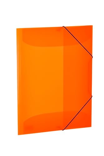 HERMA 19697 Sammelmappe A3 Transluzent Neon Orange, Kinder Eckspanner-Mappe aus Kunststoff mit Innenklappen & Gummizug, stabile Einschlagmappe aus Plastik für Jungen & Mädchen von HERMA