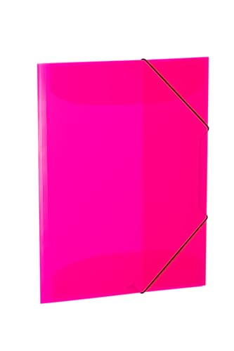 HERMA Sammelmappen A3 Neon Pink Rosa Transluzent Set, 3 Stück, Eckspanner-Mappen aus Kunststoff mit Gummizug und Innenklappen für Kinder, Jungen und Mädchen von HERMA