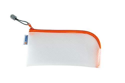 HERMA 20006 Reißverschlusstasche Reiseetui transparent orange, kleine verschließbare Sichttasche mit Zipper, Kulturtasche für Handy, Ladekabel, Kosmetik, Stifte, Schlüssel von HERMA