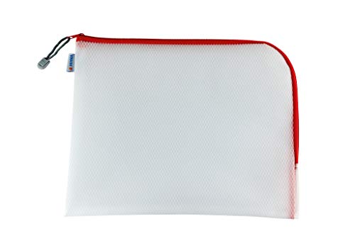 HERMA 20014 Dokumententasche A4 mit Reißverschluss transparent rot, große verschließbare Sichttasche mit Zipper, Aufbewahrungstasche für Laptop, Tablet, Dokumente, Unterlagen von HERMA