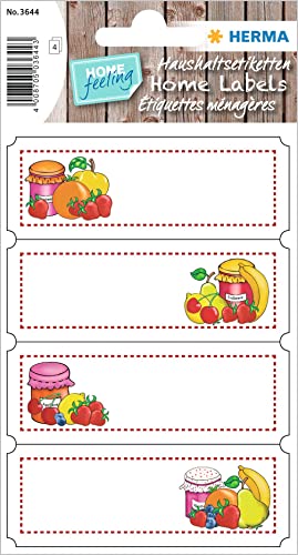 HERMA 3644 Marmeladen Etiketten selbstklebend, 16 Stück, 76 x 28 mm, Homemade Küchen Aufkleber zum Beschriften, Haushalt Sticker für Weihnachten Einmachgläser Gewürzgläser Marmeladengläser Flaschen von HERMA