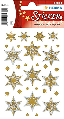 HERMA 3948 Aufkleber Sterne Gold Silber, 13 Stück, Stern Sticker aus Hologramm Folie, Weihnachtssticker Sternaufkleber für Weihnachten Geschenke Adventskalender Dekoration Kinder Belohnung DIY Basteln von HERMA