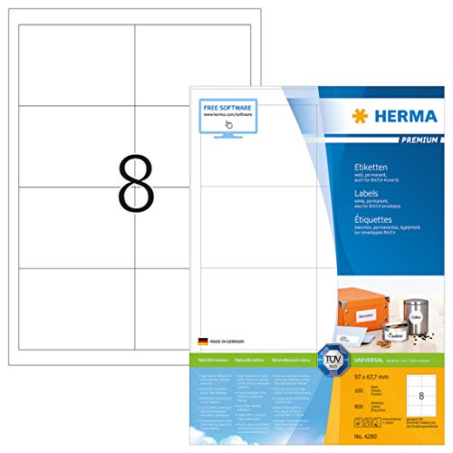 HERMA 4280 Etiketten 97 x 67.7mm Papier Weiß 800 St. Permanent Universal-Etiketten, Adress-Etikette von HERMA