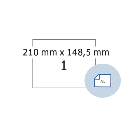 HERMA 58103 Wetterfeste Folienetiketten, 500 Blatt, 210 x 148,5 mm, 1 pro A5 Bogen, 500 Stück, selbstklebend, bedruckbar, matt, blanko Outdoor Klebeetiketten Aufkleber aus Polyethylen, weiß von HERMA