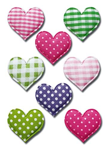 HERMA 6288 Aufkleber Herzen Bunt groß, 8 Stück, Herz Sticker aus Stoff in rosa pink grün, Etiketten in Herzform für Valentinstag Liebe Hochzeit Geburtstag Scrapbooking Dekoration Geschenk Briefe DIY von HERMA