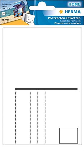 HERMA 7758 Adressaufkleber für Postkarten A6 quer, 10 Stück, selbstklebend, Postkarten Aufkleber zur Handbeschriftung, blanko Postkarten Etiketten, blickdicht Paket Versandetiketten, weiß von HERMA
