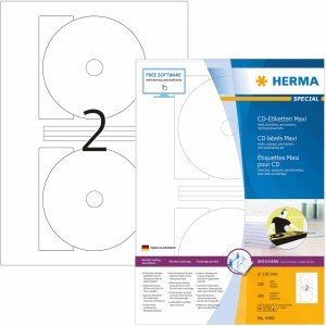 HERMA CD-Etiketten Maxi weiß Durchmesser 116mm Special A4 VE=200 Stück von HERMA