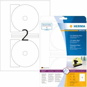 HERMA CD-Etiketten Maxi weiß Durchmesser 116mm Special A4 VE=50 Stück von HERMA