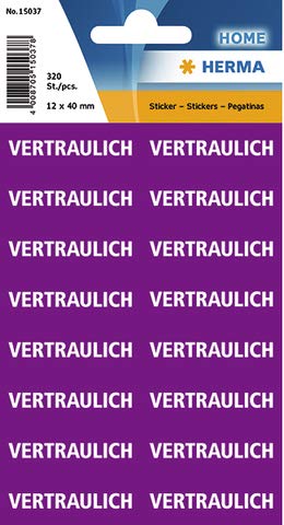 HERMA Etikett, vertraulich, selbstklebend, 40 x 12 mm, violett, Druckfarbe: weiß (320 Stück), Sie erhalten 5 Packungen á 320 Stück von HERMA