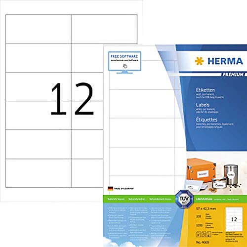 HERMA Etikett PREMIUM 4669 97,0x42,3mm weiß 1.200 St./Pack. - Universaletiketten Vielzwecketiketten Adressetiketten Computeretiketten Druckeretiketten Haftetiketten Produktetiketten von HERMA