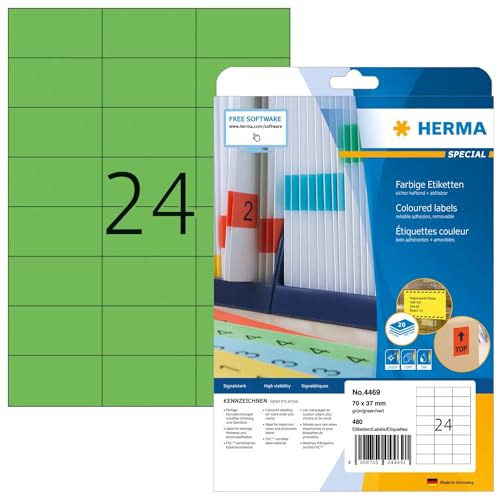 HERMA Etiketten A4 grün 70x37 mm Papier matt 480 St. HERMA Etiketten A4 grün 70x37 mm Papier matt 480 St. von HERMA