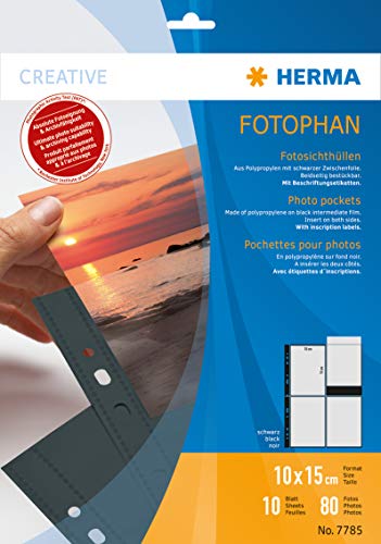 HERMA Fotophan Sichthüllen DIN A4, für Fotos 10 x 15 cm,hoch, Sie erhalten 1 Packung, Packungsinhalt: 10 Hüllen von HERMA