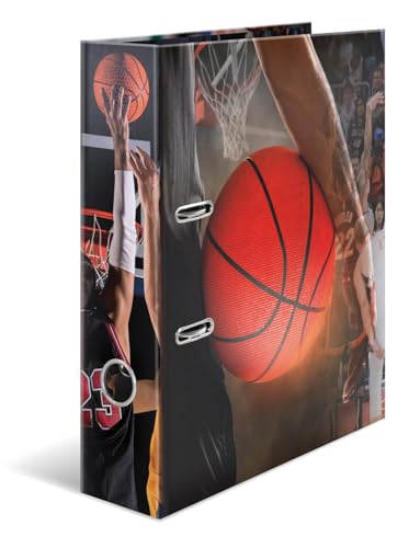 HERMA Ordner A4 Basketball, 7 cm breit, Kinder Ringordner mit Sport Motiv, bunter Aktenordner mit Innendruck für Jungen und Mädchen von HERMA