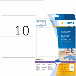 HERMA Ordneretiketten weiß für Ringbuch 192x25,4mm Special A4 VE=250 St von HERMA