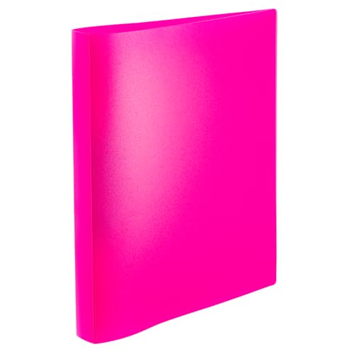 HERMA Ringbuch A4 Neon Pink Rosa Transluzent, schmal, 2 Ringe, 25 mm breit, Ringordner aus Kunststoff mit Niederhalter für Kinder, Jungen und Mädchen von HERMA