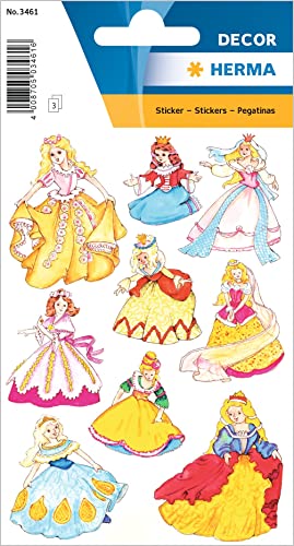 HERMA 3461 Aufkleber Prinzessin klein groß, 27 Stück, Mädchen Sticker mit Princess Motiv, Kinder Etiketten für Fotoalbum Tagebuch Poesiealbum Scrapbooking Geburtstag Deko Briefe DIY Basteln von HERMA