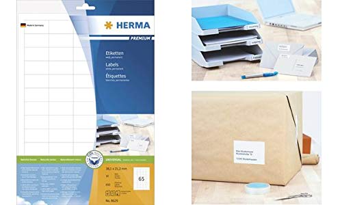 HERMA Universal-Etiketten PREMIUM, 38,1 x 21,2 mm, weiÃ, Sie erhalten 1 Stück á 10 Blatt von HERMA