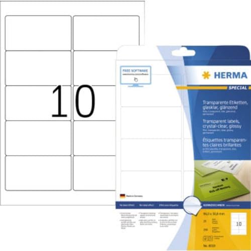 Herma Etiketten transparent glasklar A4 96x50,8 mm transparent klar Folie gl nzend 250 St. Herma Etiketten transparent glasklar A4 96x50,8 mm transparent klar Folie gl nzend 250 St. von HERMA