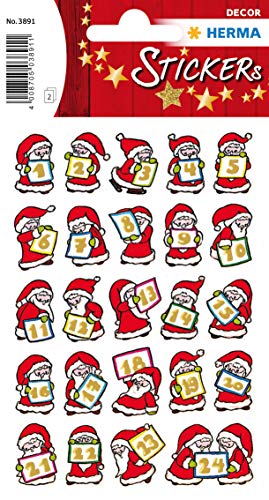 Sticker/Schmucketikett Decor Weihnachten Adventskalender mit Goldprägung 2Blatt/1Pack von HERMA