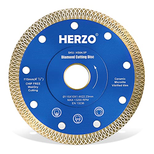 HERZO Diamant trennscheibe 115mm, Premium Diamant-Trennscheibe für Fliese und Feinsteinzeug von HERZO