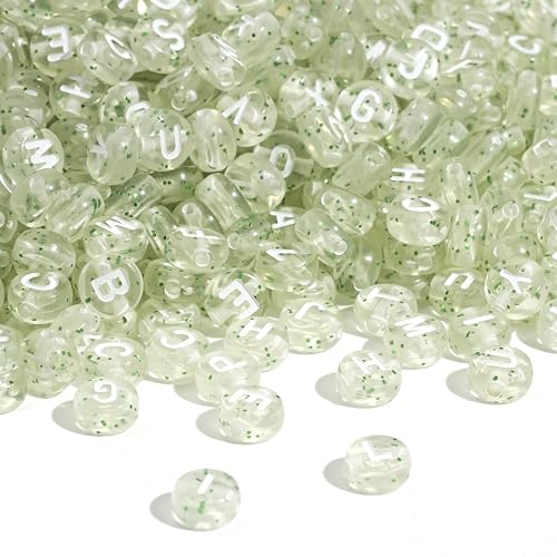 HERZONE 1000pcs buchstabenperlen zum Auffädeln Acryl Alphabet Perlen Mix A-Z Perlen für die Schmuckherstellung DIY Halskette Armband Schlüsselbund (C transparent) von HERZONE