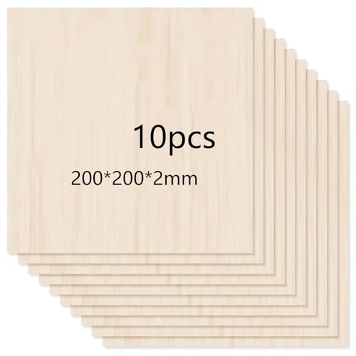 HERZONE 10pcs Holzscheiden 20*20cm Sperrholzplatten mit Holzplatten zum Basteln, 2mm dicke Holzscheiben Bastelholzplatten für Untersetzer, DIY Handwerk, Weihnachten Dekoration,Kunsthandwerk,(20X20cm) von HERZONE