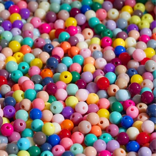 HERZONE 1400pcs bunte perlen zum auffädeln 6mm Acrylperlen mit Loch Runde Bunte Perlen für DIY Schmuckherstellung, Armbänder, Halsketten, Kleidung, Basteln (dunkelfarbig) von HERZONE